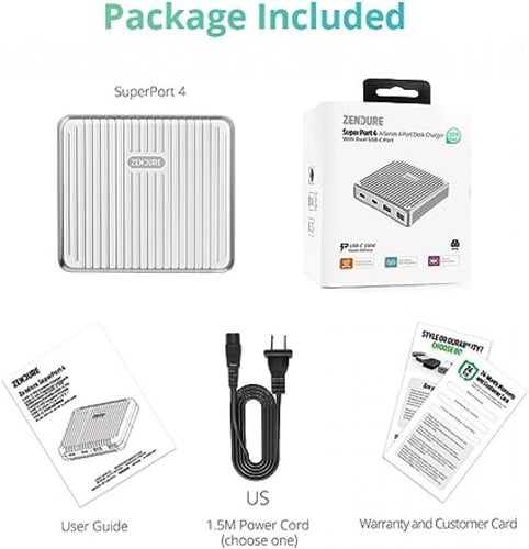 منصة شحن زندور سوبربورت شاحن مكتبي 4 منافذ 100 واط