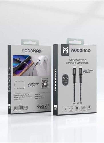 موج ماكس - سلك شاحن تايب سي الى تايب سي بقوة 60 وا...