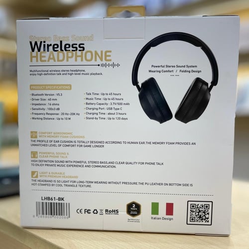 سماعة رأس ستيريو لاسلكية من ليفوري 45 ساعة - أسود