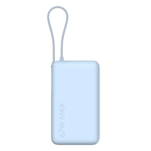 شاومي شاحن متنقل 20000 مللي أمبير بقوة 67 واط مع سلك USB-C مدمج - أزرق فاتح