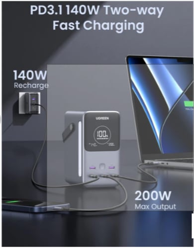 شاحن متنقل UGREEN بقدرة 300 وات وسعة 48000 مللي أم...