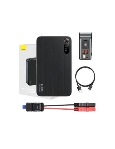بيسوس جهاز تشغيل طوارئ السيارة Super Energy Pro+ تيار ذروة 1600 أمبير مع باور بانك 16000 مللي أمبير وشحن PD بقوة 65 واط