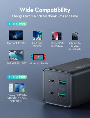 منصة شحن راف باور بقوة 120 واط بمنفذين USB ومنفذين...