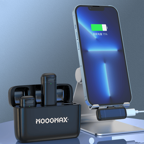 مايك لاسلكي مزدوج (Dual) احترافي، متوافق مع iPhone...