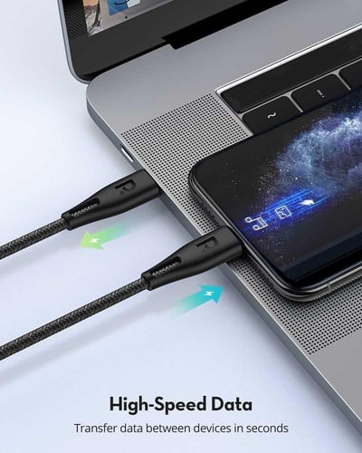 سلك شاحن ايفون تايب سي راف باور قماش بطول 1.2 متر