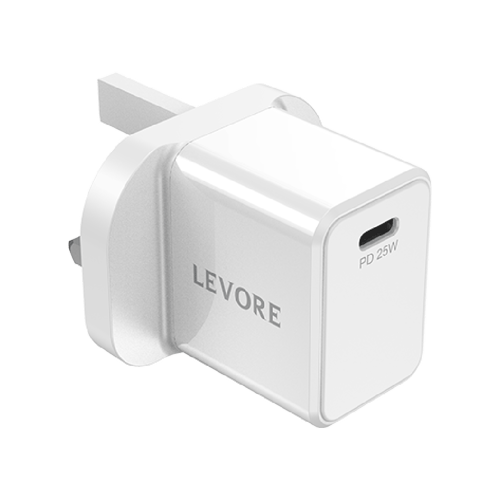 ليفوري شاحن جداري 25 واط منفذ PD - أبيض
