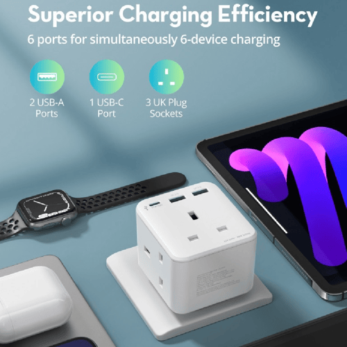 شاحن جداري راف باور 3 مداخل طاقه ثلاثيه مع منفذين...