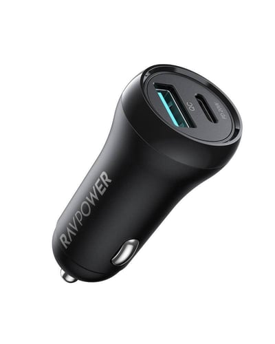 فيش شاحن سياره راف باور بقوة 38 واط منفذ تايب سي 2...