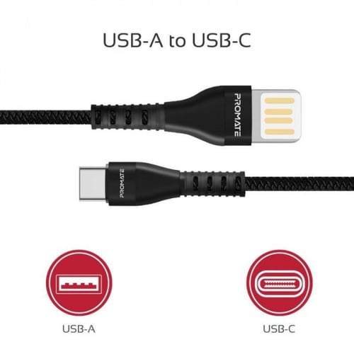 بروميت سلك شاحن مزدوج الوجهين USB الى Type-C بطول...