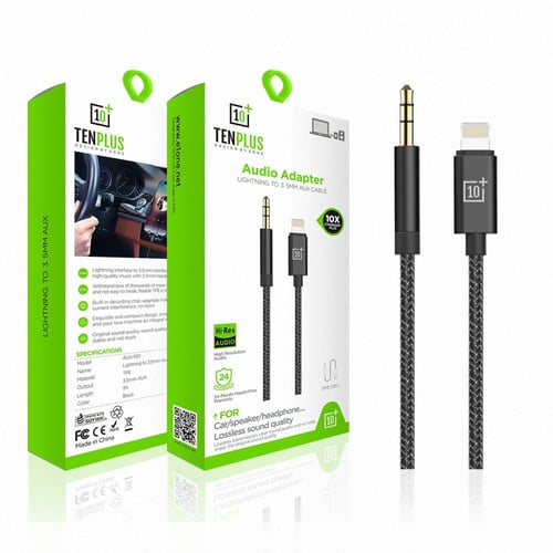 وصلة AUX قماش للأيفون من TENPLUS, بطول 1.5 متر