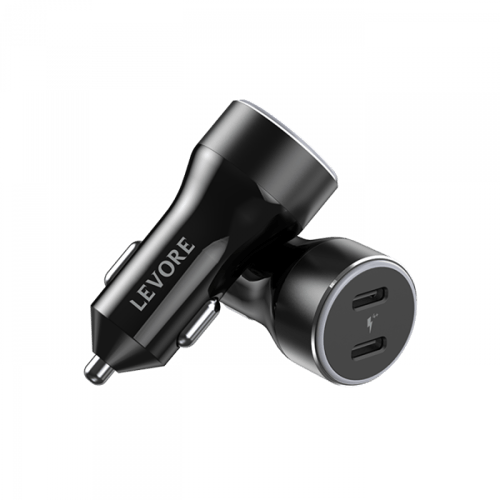 شاحن سيارة ليفوري 66 واط منفذين USB-C PD - أسود