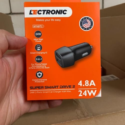 فيش شاحن سياره ليكترونك مخرجين بقوة 24 واط بتقنية...