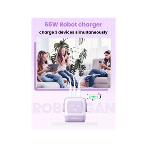 يوجرين- شاحن جداري نيكسود GaN روبوت بمنفذين USB-C...