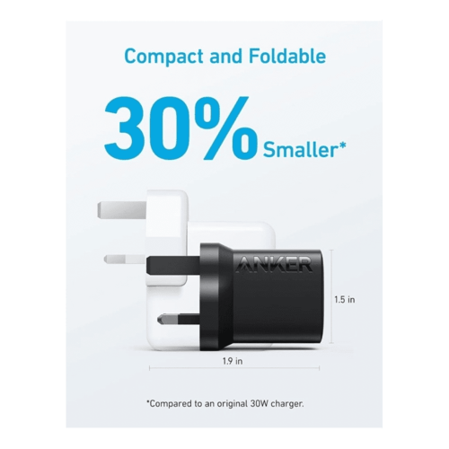 انكر - فيش جداري منفذ تايب سي بقوة 30 واط - أسود