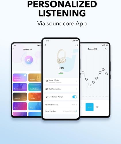 انكر ساوند كور سماعات راس لاسلكية H30i وقت تشغيل 7...