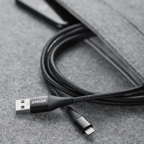 سلك شاحن ايفون انكر ضد القطع مغطى بالقماش يتحمل حت...