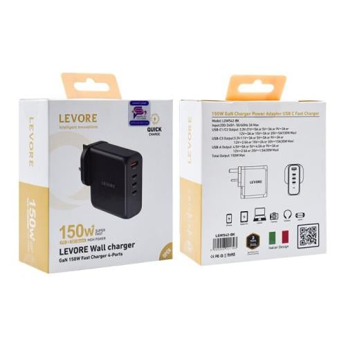 شاحن جداري ليفوري بتقنية GaN بثلاث منافذ USB-C ومن...