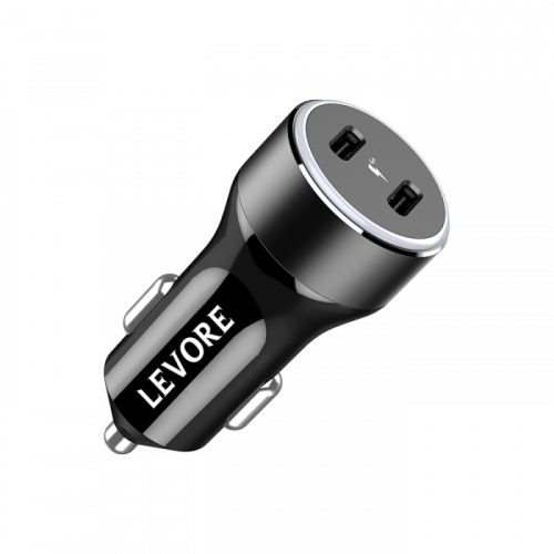 شاحن سيارة ليفوري 66 واط منفذين USB-C PD - أسود