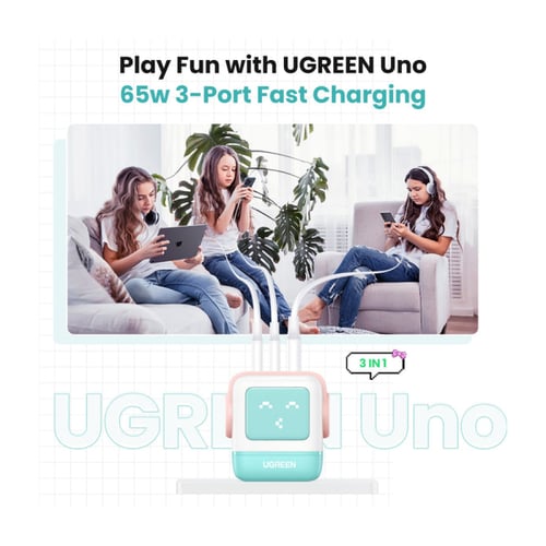 يوجرين- شاحن جداري نيكسود GaN روبوت بمنفذين USB-C...