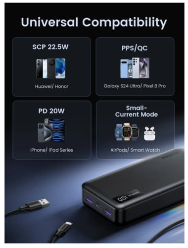 يوجرين- بطارية 20000 ملي امبير شحن سريع PD بقوة 22...