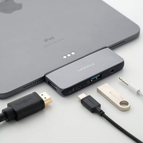 موماكس - مخرج وصلات 4 في 1 للجوال والايباد Type-C...