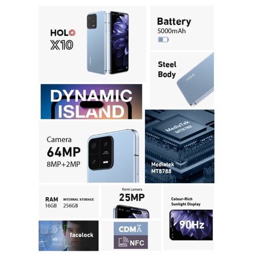 جوال هولو x10 ذاكرة 256 جيجا 16 رام 4G
