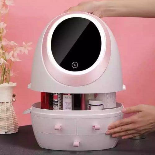 منظم مكياج ، مستحضرات تجميل ، مع مرآة ليد ، صناديق...