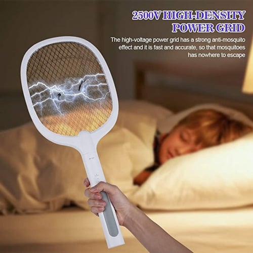 مضرب صاعق الذباب الكهربائي محمول باليد مع قاعدة لل...