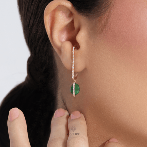 حلق طويل سقنتشر بحجر الملاكايت