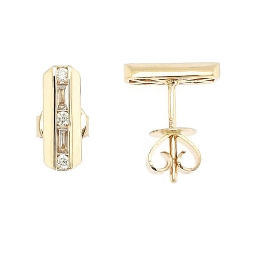 حلق ذهب عيار 18 و ألماس باجيت ومدور VS-SI