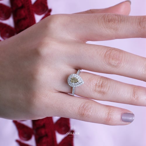 خاتم ذهب أبيض عيار 18 و ألماس مدور VS-SI