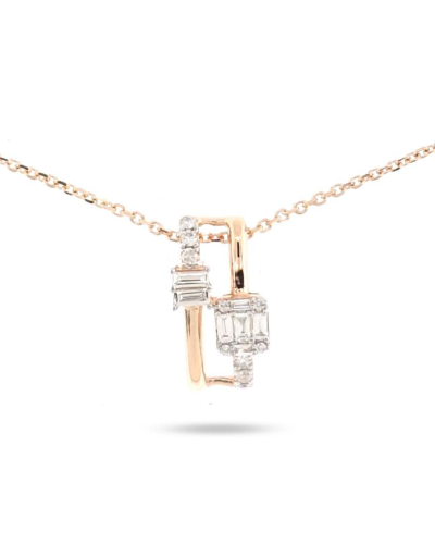 تعليقة ذهب مرصعة بألماس باجيت و مدور