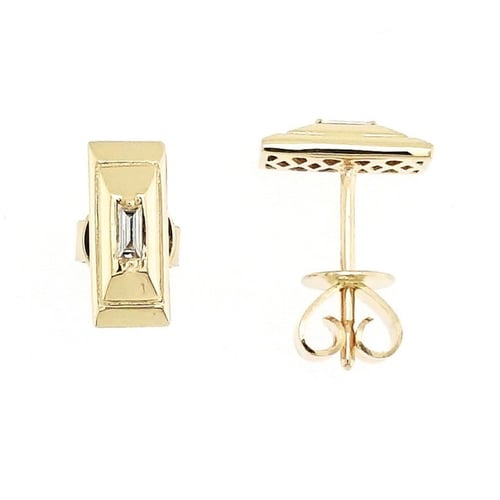 حلق صغير مستطيل بألماس باجيت