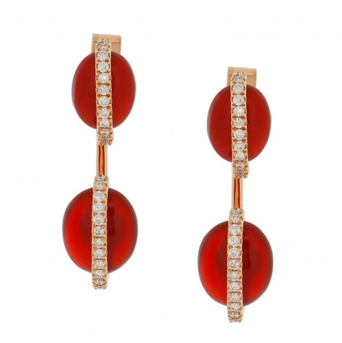 حلق بحجر البارون مرصع بالألماس المدور