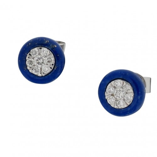 حلق بحجر اللازورد والألماس المدور