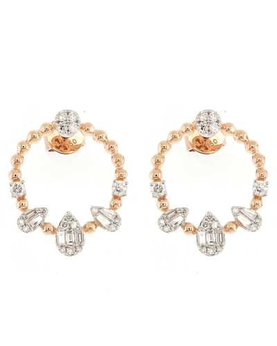 حلق ذهب دائري مرصع بألماس مدور