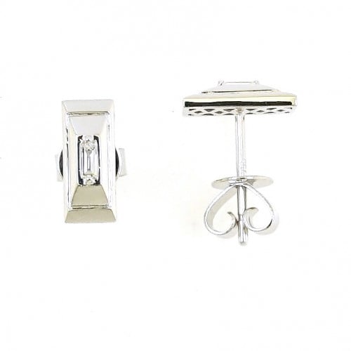 حلق صغير مستطيل بألماس باجيت