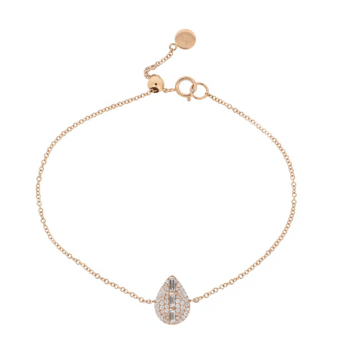 اسوارة بشكل دمعة بألماس مدور وباجيت