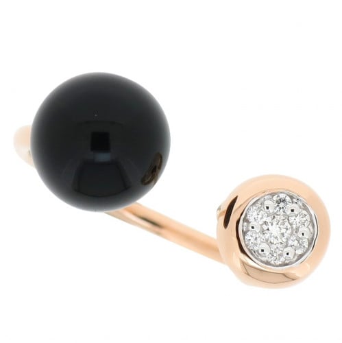 خاتم ذهب وردي عيار 18 مع حجر الاونيكس و ألماس مدور...