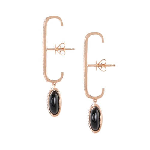 حلق طويل بحجر الاونيكس مرصع بالألماس المدور