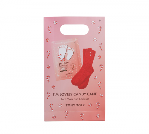 Cozy Candy Cane Mask & Socks Set