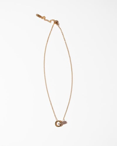 قلادة وهج مطلية بالذهب عيار 18 ومرصعة بالزركون - ق...