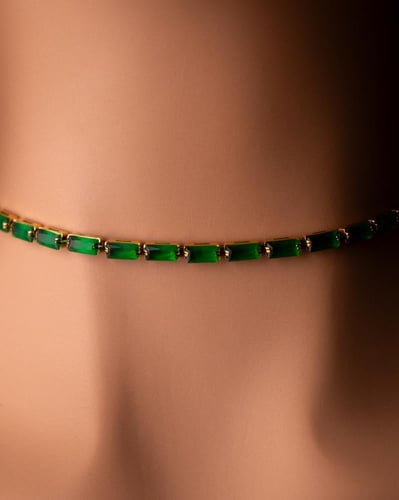 قلادة رونق مطلية بالذهب عيار 18 ومرصعة بالزركون -...