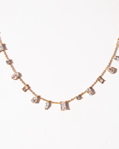 قلادة أمسية مطلية بالذهب عيار 18 ومرصعة بالزركون-...