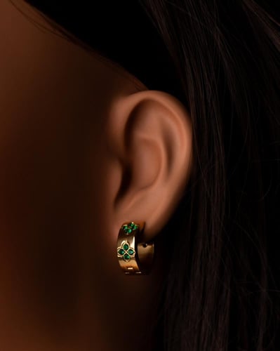 أقراط مراس مطلية بالذهب عيار 18 ومرصعة بالزركون -...