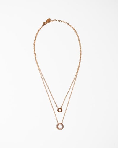 قلادة ترف مطلية بالذهب عيار 18 ومرصعة بالزركون - ق...