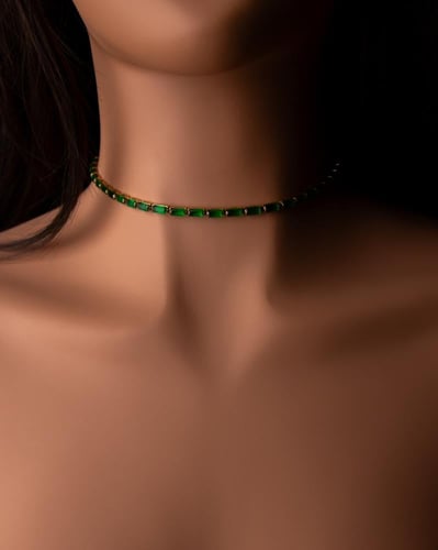 قلادة رونق مطلية بالذهب عيار 18 ومرصعة بالزركون -...