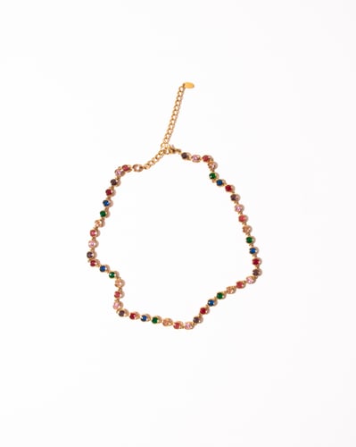 قلادة فخار مطلية بالذهب عيار 18 ومرصعة بالزركون- ق...