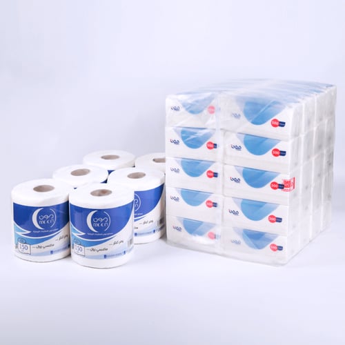 مجموعة مناديل 500 الناعمة + 6 رول ماكس 150 متر