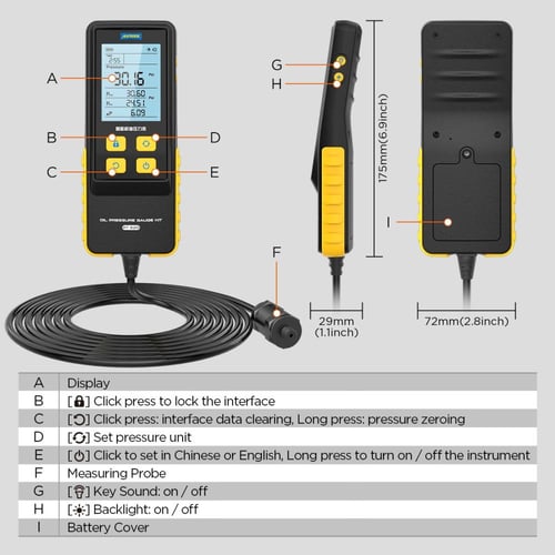 جهاز فحص ضغط زيت المحرك اوتول AUTOOL PT620